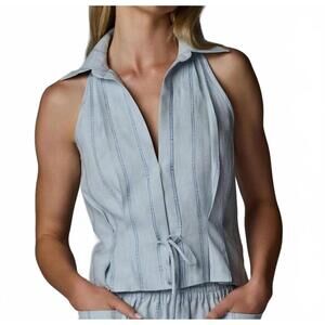 NEW HEVRON sloan collared vest in blue stripe